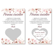 Personal Poročna kartica presenečenja/praskanka - Roza cvetje Barva: Srebrna