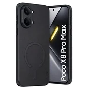 GS Ovitek za Xiaomi Poco X8 Pro Max, hibridni usnjen, za MagSafe, črn