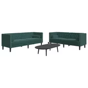 2-dijelni set sofa Chesterfield tamnozeleni baršunasti