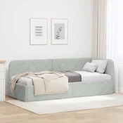 Kutni okvir kreveta Svijetlo siva 80 x 200 cm Baršun