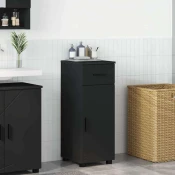 vidaXL Kopalniška omarica z vrati Črna 30 x 35 x 80 cm Konstruiran les