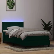 vidaXL vidaXL Box spring postelja z vzmetnico temno zelena 80x220 cm žamet, (21791819)