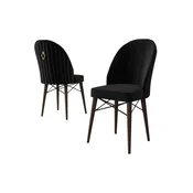 Hanah Home set trpezarijskih stolica Ritim 2 kom, crna tkanina Babyface, drvene noge boje oraha
