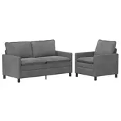 Vidaxl Kavčna garnitura 2 pcs Temno siva Žamet