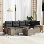 vidaXL vidaXL Vrtna sedežna garnitura z blazino 7 pcs Bež Poly ratan, (5000144857)