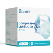 Soineo Sterile gauze compresses 8 folds 10x10cm x50 sachets of 2