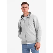 Ombre Mens unbuttoned hooded sweatshirt with piping - black