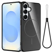 GS Silikonski ovitek MagSafe Lite z vrvico za Samsung Galaxy S25 FE, črn