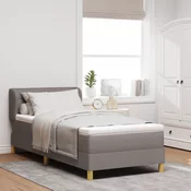 vidaXL vidaXL Postelja s podnožjem in vzmetnico Taupe 80x200 cm Tkanina, (22051635)