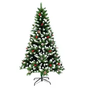 shumee Zasneženo božično drevo StarryLights z jagodami jerebike 210 cm x 95 cm - elegantno, gosto in izjemno praznično