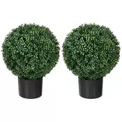 Homestar Set umetnih rastlin škatla buxus topiarij 52 cm zelena