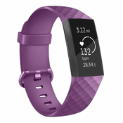 BStrap Fitbit Charge 3 Silicone Diamond (Small) pašček, Purple