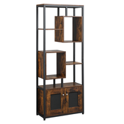 HOMCOM HOMCOM Knjižna omara v industrijskem slogu z dvema vratoma, regal z 8 policami za dom in pisarno, 70x30x180cm, rjava, (20745024)