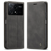Etui CaseMe MagFlip za Poco X6 Pro z najvišjim nivojem zaščite in samodejnim magnetnim zapiranjem - smooth black
