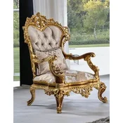 Casa Padrino luxury baroque armchair gray pattern/brown/gold - Magnificent living room armchair with rhinestones - Luxury living room furniture in baroque style - Baroque furniture