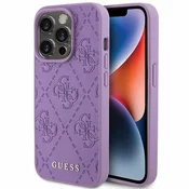 shumee Ovitek za iPhone 15 Pro Guess Leather 4G vijoličen