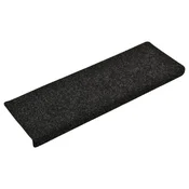 Vidaxl Preproge za stopnice samolepilne 15 kosov 65x21x4 cm črne pravokotne robove