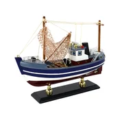 Kolekcionarski model ribiškega čolna 22 cm - temno modra/bela
