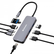 Verbatim 9-v-1 multiport adapter HDMI, PD, SD/microSD čitalnik