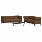 2-dijelni set sofa smedi od tkanine