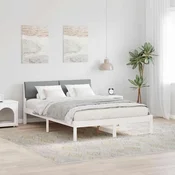 Okvir kreveta s uzglavljem Bijela i svijetlosiva 135 x 190 cm