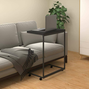 Vidaxl Stranska mizica s kolesi črna 55x35x70 cm konstruiran les