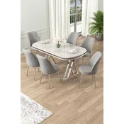 Hanah Home Set Trpezarijski sto i 6 stolica Lai, Sivo-beli