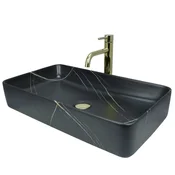shumee GTM Design Aufsatzwaschbecken 61 cm - Matt Modern Waschbecken ohne Hahnloch - Elegant Aufsatzwaschbecken Rechteckiges für Badezimmer und Gäste WC - nur Bad Waschbecken