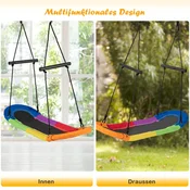 Costway Gnezdo otroška gugalnica za drevo 123x45 cm z nastavljivo vrvjo 100-160 cm, barvita