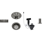 Blanco pribor SATIN DARK STEEL InFino set 1x3,5 (skodelica, InFino okrasna rozeta, C-prelivni prelivni set), z daljinskim upravljalnikom okrogel dvigalnik SATIN DARK STEEL