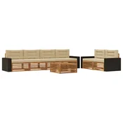 Set vanjskih sofa s jastukom 7 pcs Prirodna i bež Poliester