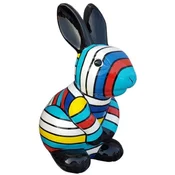 Casa Padrino luxury designer decorative figure rabbit multicolored H. 65 cm - Luxury garden decorative animal figure - Weatherproof decorative sculpture - Living room decorative figure