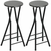 Homestar Set zložljivih barskih stolov 34x30x70 cm črne barve