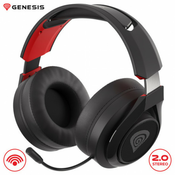 GENESIS SELEN 400 brezžične gaming slušalke z mikrofonom, STEREO 2.0, polnilna baterija, USB, PC/PS4/Nintendo Switch, črno-rdeče
