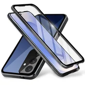 GS Ovitek za Samsung Galaxy S25+ Plus, dvojno magnetno steklo, črn