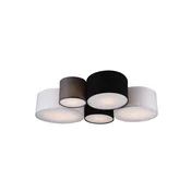 Trio Lighting Hotelska stropna svetilka s petimi tekstilnimi senčili - Dnevna soba / jedilnica - Sodobni - bela, črna, siva - Tkanine / tekstil