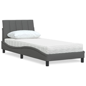 vidaXL Postelja z vzmetnico temno siva 80x200 cm blago