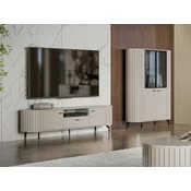 Dnevni boravak Ogden T119 Kašmir, Sa TV stolom, S dodatnom opremom, Odvojeni dijelovi, Medijapan, Laminirani iveral, Kaljeno staklo, 155x40cm