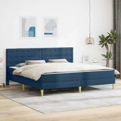 Vidaxl Posteljni okvir z vzmetnico Modra 180 x 200 cm blago