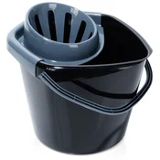 Northix Vedro za brisanje z ožemalnikom, plastično, črno, 10 l