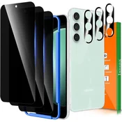 Nikcorp Zaščitni komplet za Samsung Galaxy S23 FE: 3x proti-vohunsko kaljeno steklo 9H in 3x zaščita leče kamere