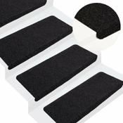 Den Samolepilne preproge za stopnice 15 kosov 65x28 cm crne