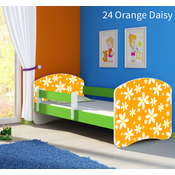 Djecji krevet ACMA s motivom, bocna zelena 140x70 cm 24-orange-daisy