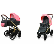 Babylux Aspero Black Coral | 2v1 Kombinirani Voziček kompleti | Otroški voziček + Carrycot