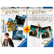 Ravensburger Slagalica Harry Poter, 25/36/49 delova + Igra memorije, 24 para