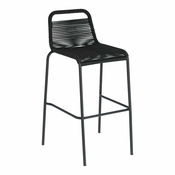 Črn barski stol z jekleno konstrukcijo Kave Home Glenville, višina 74 cm