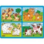 Woody Puzzle za najmlajše z ročaji Hišniljubljenčki