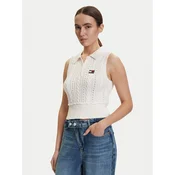 Tommy Jeans Pulover DW0DW22318 Bela Regular Fit