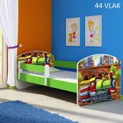 Djecji krevet ACMA s motivom, bocna zelena 140x70 cm 44 Vlak