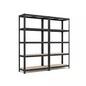 Songmics Komplet 2-polnih shranjevalnih polic 180x90x40 cm Črna